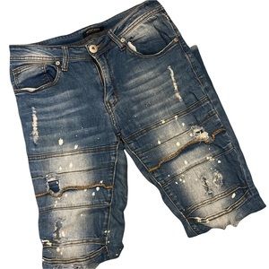 Red Fox Jr 7 Skinny Distressed Splatter Paint Jeans